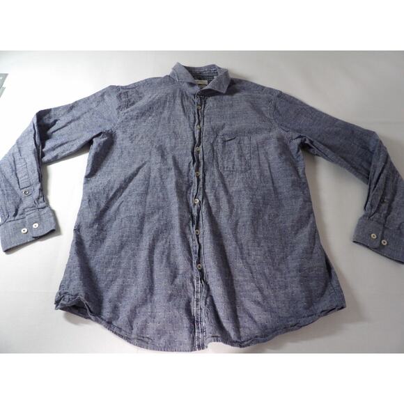 Brax Feel Good Shirt Harold Mens XL 43/44 Cotton Linen Slubyarn Modern Fit Blue - Picture 1 of 12